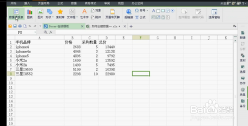 wps表格中，怎样插入创建数据透视表