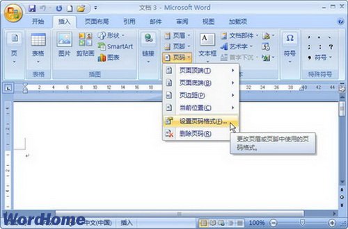 Word2007页码格式的设置